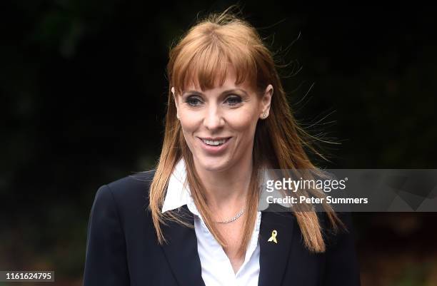 Angela Rayner, Shadow Secretary for Education, arrives at Ursuline High School and Sixth Form College on August 14, 2019 in London, England. The...