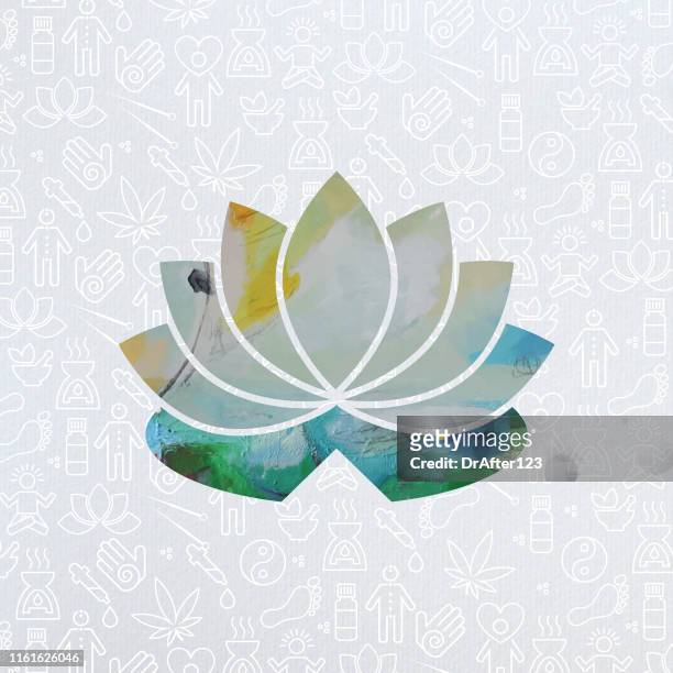 lotus flower and background alternative medicine pattern - lotus stock illustrations stock illustrations