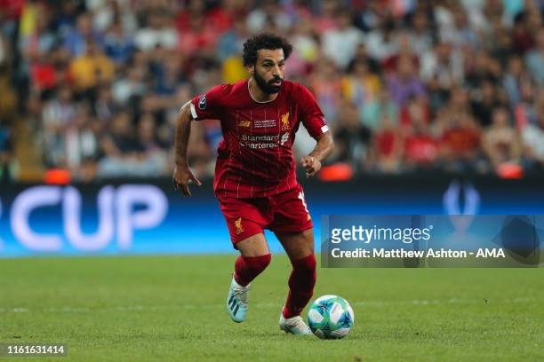 Mohamed Salah of Liverpool during the UEFA Super Cup Final fixture between Liverpool and Chelsea at Vodafone Park on August 14, 2019 in Istanbul,...