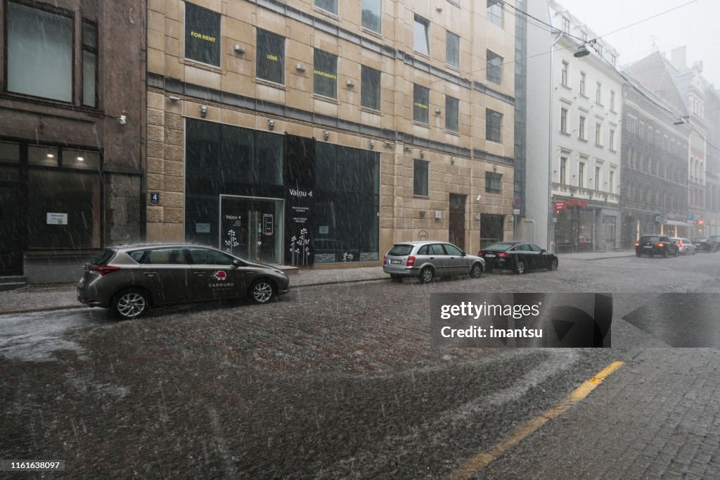 Old Town Riga during rain