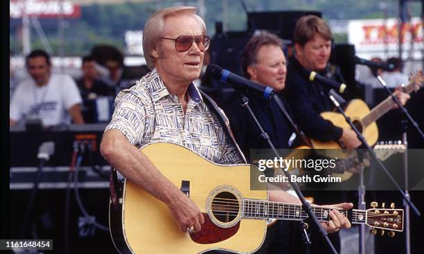 Country Music Singer Songwriter George Jones performs at Fanfair in 1999 in Nashville, Tennessee