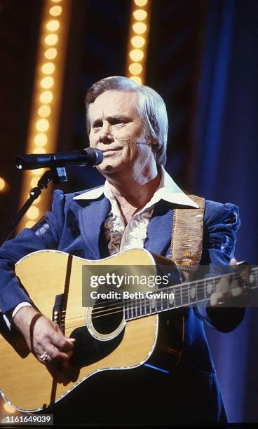 Country Music Singer Songwriter George Jones performs at CMA Awards on October 10, 1988 in Nashville, Tennessee