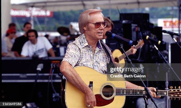 Country Music Singer Songwriter George Jones performs at Fanfair in 1999 in Nashville, Tennessee