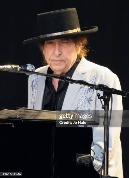 Bob Dylan performs on stage at Barclaycard Presents British Summer Time Hyde Park at Hyde Park on July 12, 2019 in London, England.