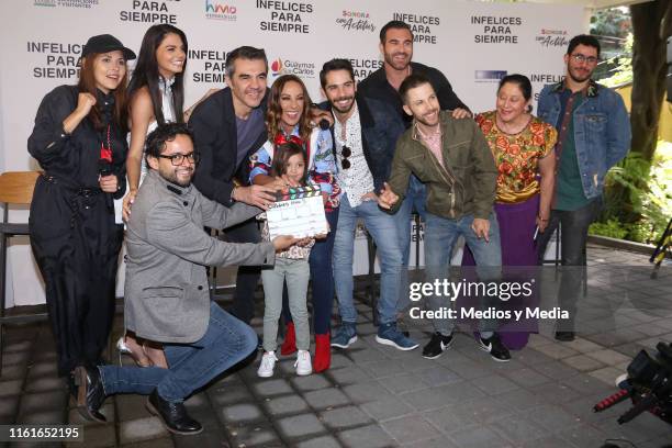 Livia Brito, Adrián Uribe, Consuelo Duval, Ruy Senderos, Niko Antonyan, Luis Arrieta and Angélica Aragón pose for photos during the first day of...