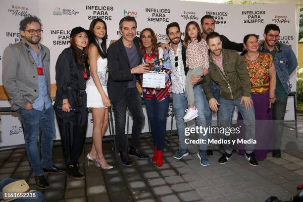 Livia Brito, Adrián Uribe, Consuelo Duval, Ruy Senderos, Niko Antonyan, Luis Arrieta and Angélica Aragón pose for photos during the first day of...