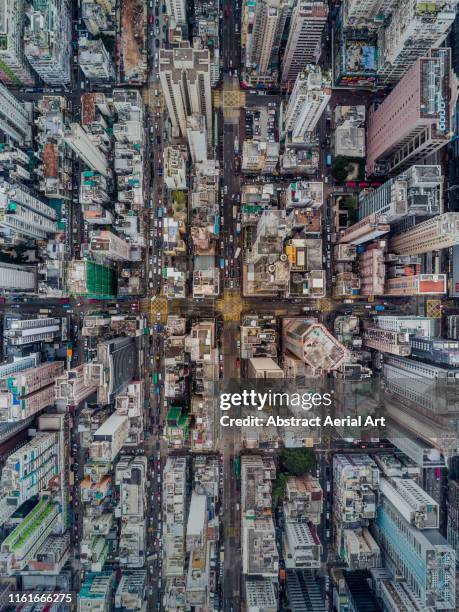 section of mong kok taken by drone, hong kong - tourism industry stock pictures, royalty-free photos & images