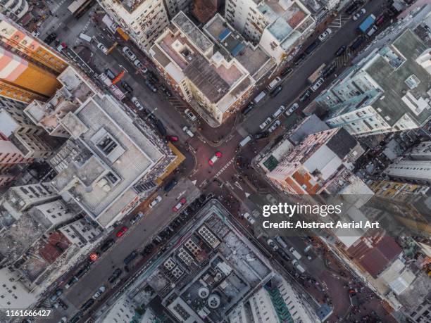 aerial shot in kowloon, hong kong - abstract cityscape stockfoto's en -beelden