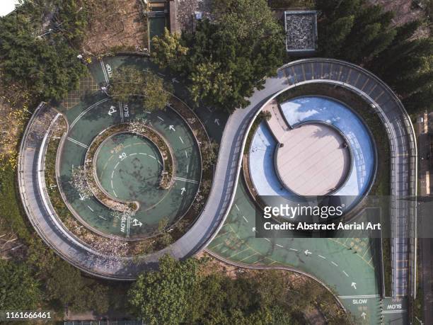 Drone image of a bicycle park, Kowloon Bay Park, Hong Kong