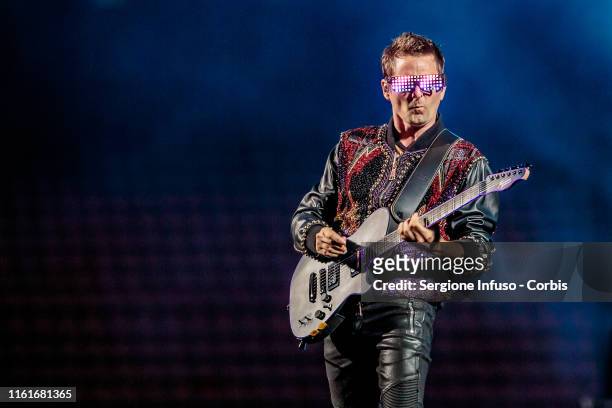 Matthew Bellamy of Muse performs at the San Siro Stadium on July 12, 2019 in Milan, Italy.