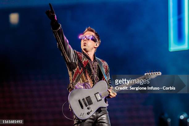 Matthew Bellamy of Muse performs at the San Siro Stadium on July 12, 2019 in Milan, Italy.