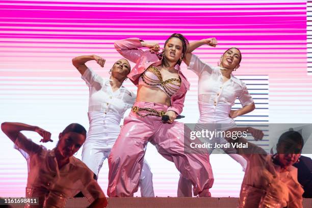 Rosalia performs on stage during BBK Live Festival at Kobetamendi on July 12, 2019 in Bilbao, Spain.