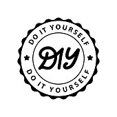 DIY do it yourself. Lettering abbreviation logo circle stamp. Rubber seal stamp on white background Vector illustration.