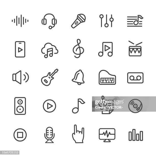 music icons - smart line series - guitar icon stock illustrations