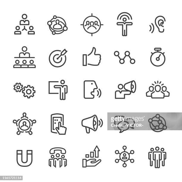 influencer marketing icons - smart line series - persuasion stock illustrations