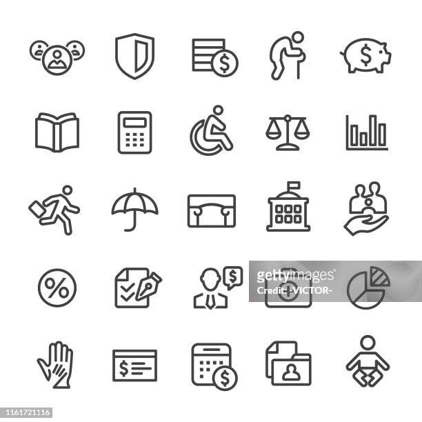 social security icons - smart line series - social services stock illustrations