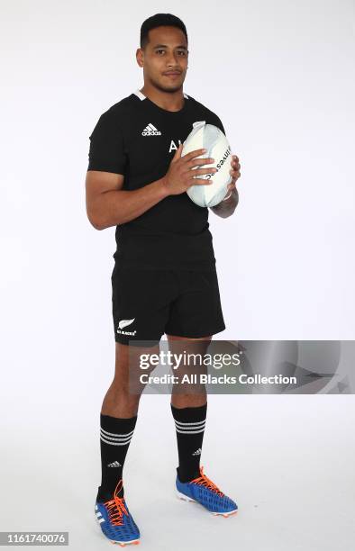 Shannon Frizell poses during a New Zealand All Blacks headshots session on July 12, 2019 in Auckland, New Zealand.