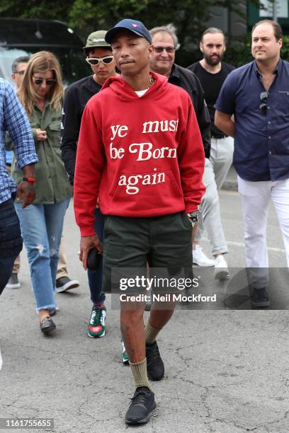 Pharrell Williams attends Women's Final Day at the Wimbledon 2019 Tennis Championships at All England Lawn Tennis and Croquet Club on July 13, 2019...