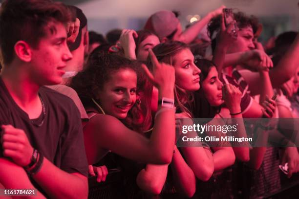 The Gucci Mane audance on Day 9 of the 52nd Festival D'été Quebec on the Bell Stage at the Plains of Abraham in The Battlefields Park on July 12,...