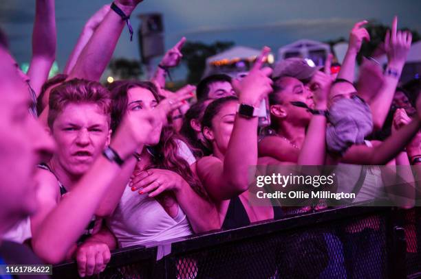 The Gucci Mane audance on Day 9 of the 52nd Festival D'été Quebec on the Bell Stage at the Plains of Abraham in The Battlefields Park on July 12,...