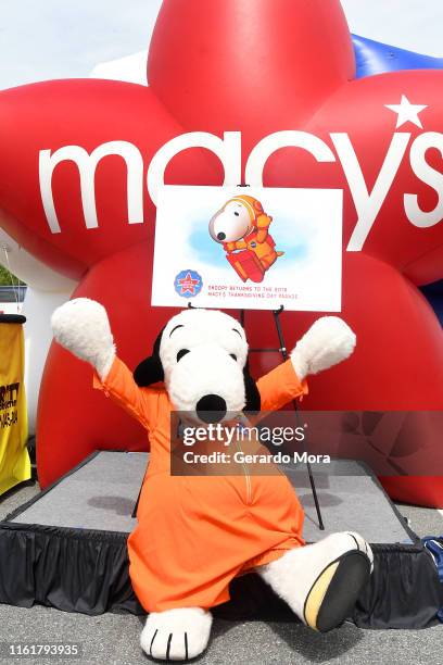 Snoopy poses during the New Astronaut Snoopy balloon for the Macy’s Thanksgiving Day Parade announced at Astronaut Parade & Street Fair in...