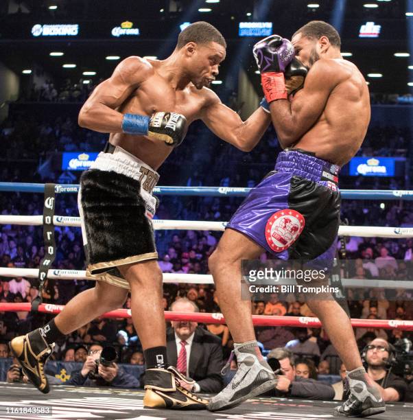 January 20: MANDATORY CREDIT Bill Tompkins/Getty Images Errol Spence Jr defeats Lamont Peterson by RTD in the 10th round in their Championship...