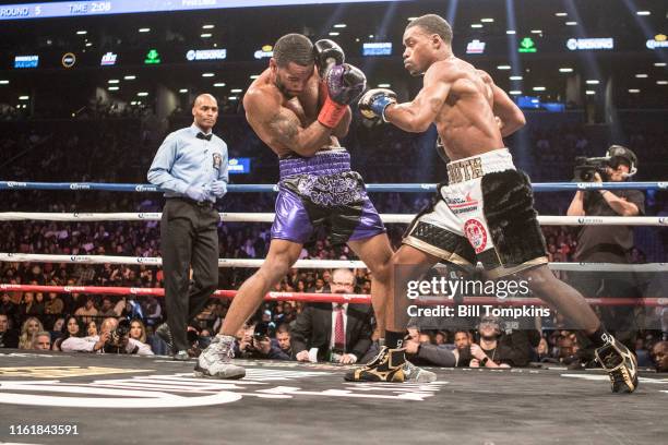 January 20: MANDATORY CREDIT Bill Tompkins/Getty Images Errol Spence Jr defeats Lamont Peterson by RTD in the 10th round in their Championship...