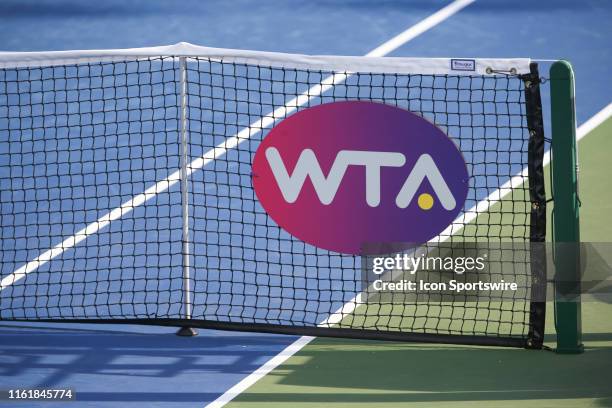 Net with the WTA logo during the Western & Southern Open at Lindner Family Tennis Center on August 15th, 2019 in Mason, Ohio.