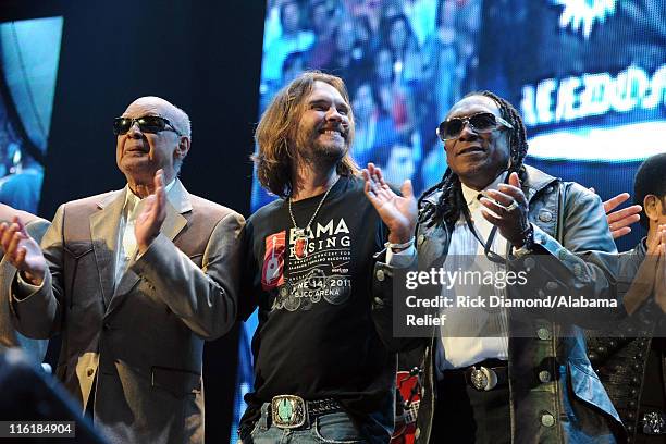 Jimmy Carter of The Blind Boys of Alabama, Bo Bice, and Walter Orange of The Commodores perform onstage during Bama Rising: A Benefit Concert For...