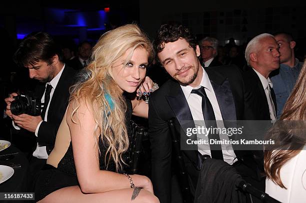 Singer Ke$ha and actor James Franco attend the 2nd Annual amfAR Inspiration Gala at The Museum of Modern Art on June 14, 2011 in New York City.