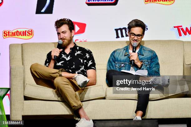 Rhett and Link attends VidCon 2019 at Anaheim Convention Center on July 13, 2019 in Anaheim, California.
