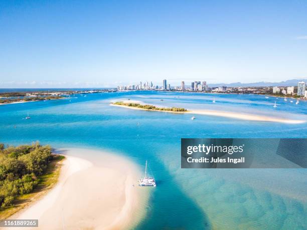 aerial view of the gold coast, australia - gold coast australia stockfoto's en -beelden