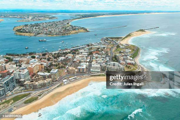 aerial view of the newcastle headland - newcastle australia stock pictures, royalty-free photos & images