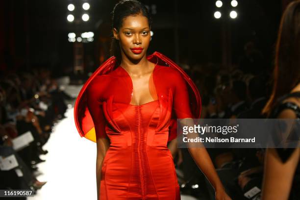Model Jessica White walks the runway during the 2nd Annual amfAR Inspiration Gala at The Museum of Modern Art on June 14, 2011 in New York City.