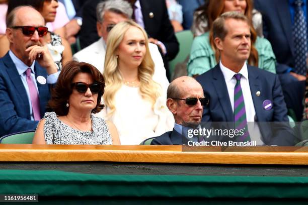 Prince Edward, Duke of Kent attends the Royal Box during the Men's Singles final between Novak Djokovic of Serbia and Roger Federer of Switzerland...