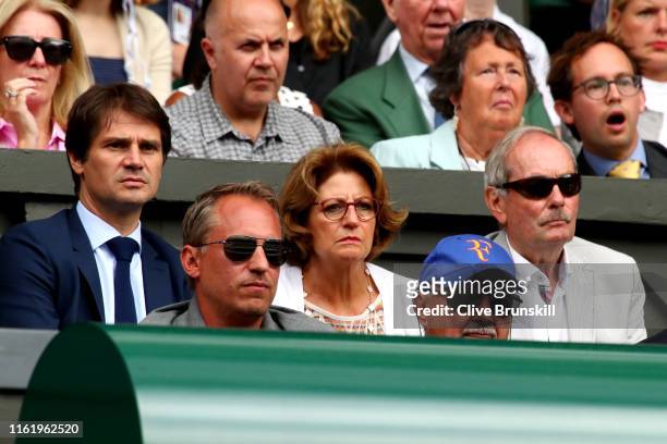 Roger Federer parents, Robert Federer and Lynette Federer watch the Men's Singles final between Roger Federer of Switzerland and Novak Djokovic of...
