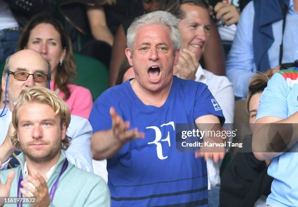 Speaker of the House of Commons of the United Kingdom, John Bercow on Centre Court on Men's Finals Day of the Wimbledon Tennis Championships at All...