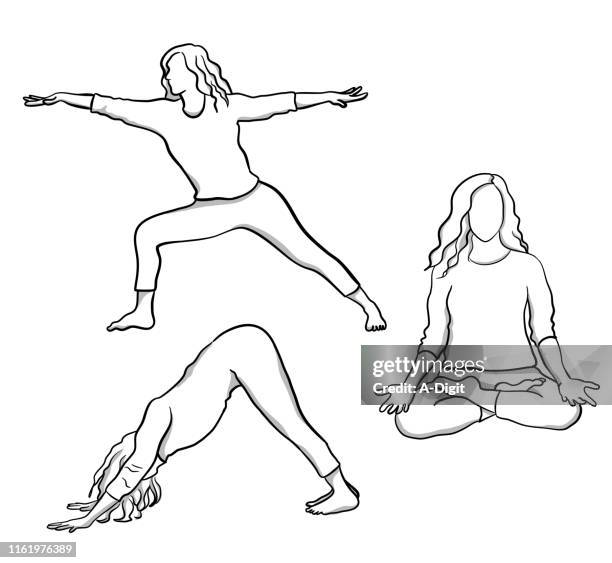 ヨガポーズa - woman yoga点のイラスト素材／クリップアート素材／マンガ素材／アイコン素材