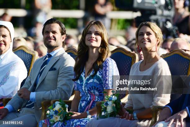 Queen Silvia of Sweden, Prince Carl Philip of Sweden, Princess Sofia of Sweden, Princess Madeleine of Sweden are seen on the occasion of The Crown...