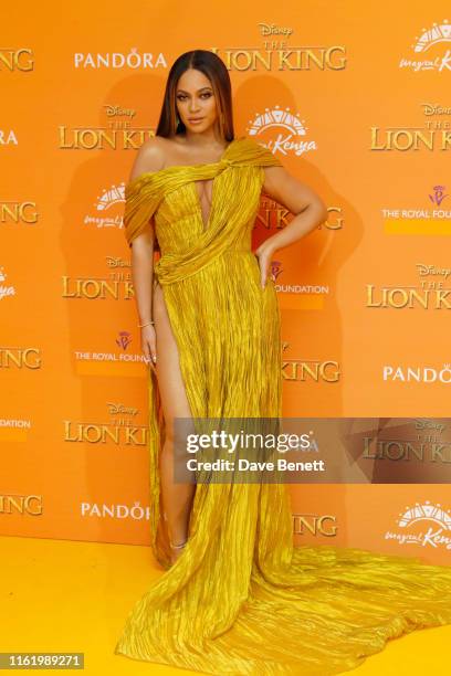Beyonce Knowles-Carter attends the European Premiere of "The Lion King" at Odeon Luxe Leicester Square on July 14, 2019 in London, England.
