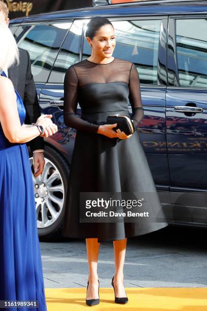 Meghan Duchess of Sussex attends the European Premiere of "The Lion King" at Odeon Luxe Leicester Square on July 14, 2019 in London, England.