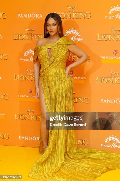 Beyonce Knowles-Carter attends the European Premiere of "The Lion King" at Odeon Luxe Leicester Square on July 14, 2019 in London, England.