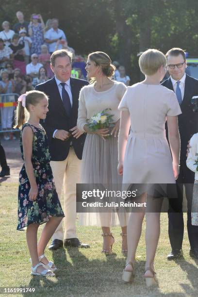 Princess Madeleine of Sweden and her husband Chris O'Neill are seen on the occasion of The Crown Princess Victoria of Sweden's 42nd birthday...