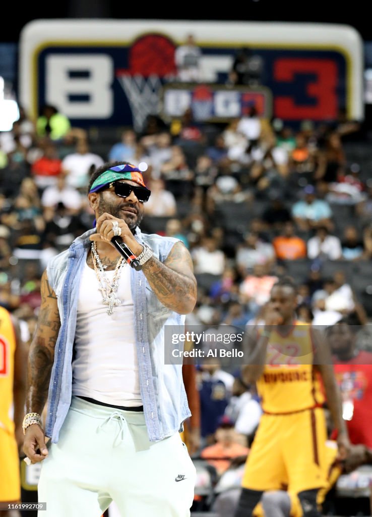 Big3 Rapper Rapper Jim Jones performs during week four of the BIG3 three-on-three ...