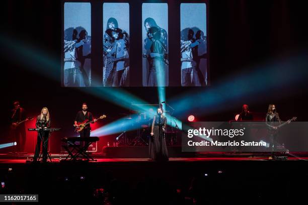 Jess Harwood, James Harrison, Emily Gervers, Allan Cosgrove, Scott Poley, Etienne Girard, Dave Goldberg of the band Rumours of Fleetwood Mac performs...