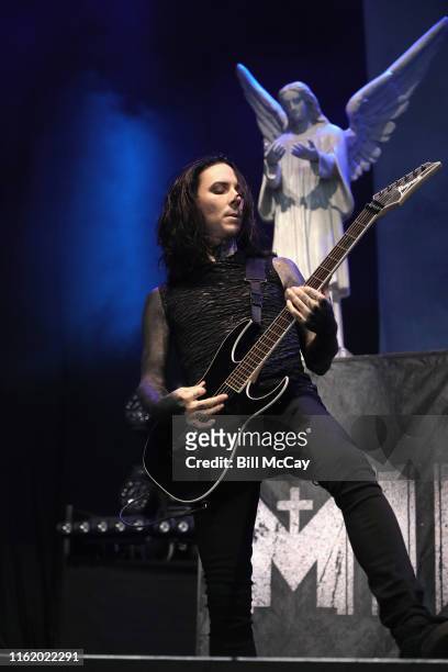 Ryan Sitkowski of the band Motionless In White performs at the BB&T Pavilion August 16, 2019 in Camden, New Jersey.
