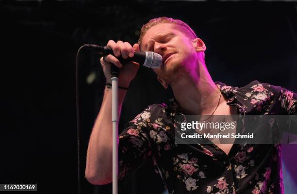Lucas Fendrich of Hunger performs on stage during the Hafen Open Air 2019 at Alberner Hafen on August 16, 2019 in Vienna, Austria.