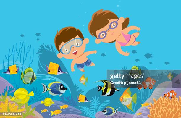 diving - snorkel stock illustrations