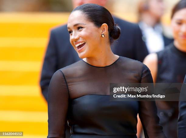 Meghan, Duchess of Sussex attends "The Lion King" European Premiere at Leicester Square on July 14, 2019 in London, England.