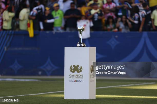 Detail view of the 2019 Campeon de Campeones Trophy during the match between Club America and Tigres UANL as part of the Campeon de Campeones Cup at...